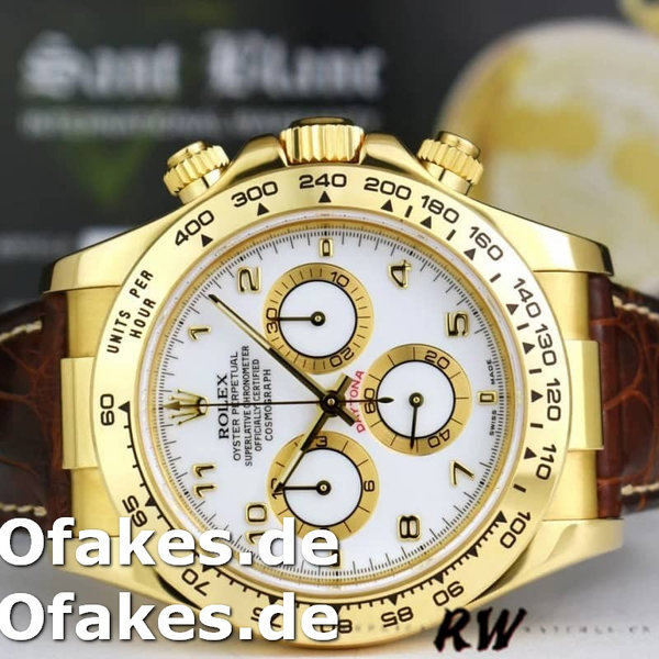 Rolex Daytona 116518 Yellow Gold White Dial 40mm Mens Replica Watch