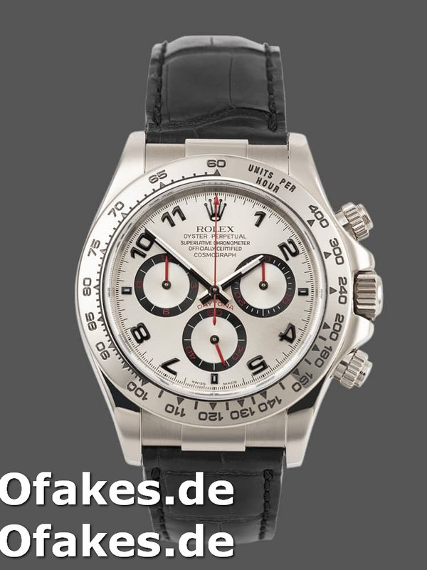 Rolex Daytona 116519 Black Alligator Leather strap silver Dial 40mm Herren Replica Watch