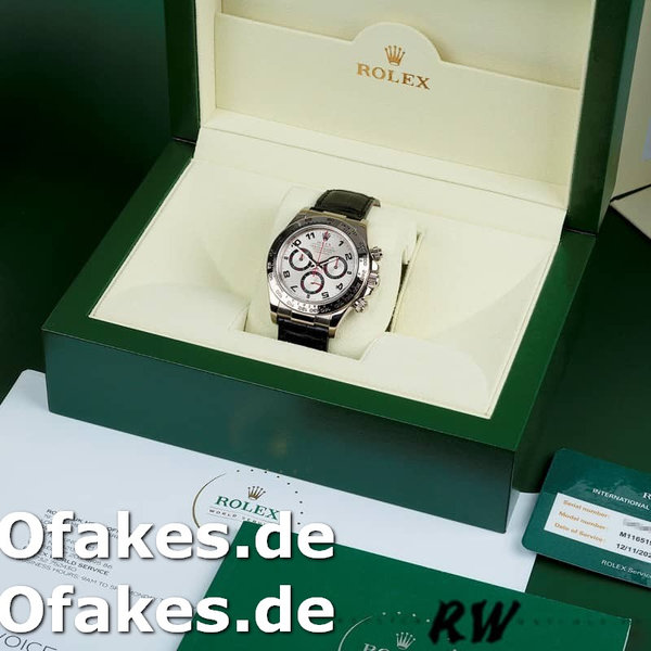 Rolex Daytona 116519 Black Alligator Leather strap silver Dial 40mm Herren Replica Watch