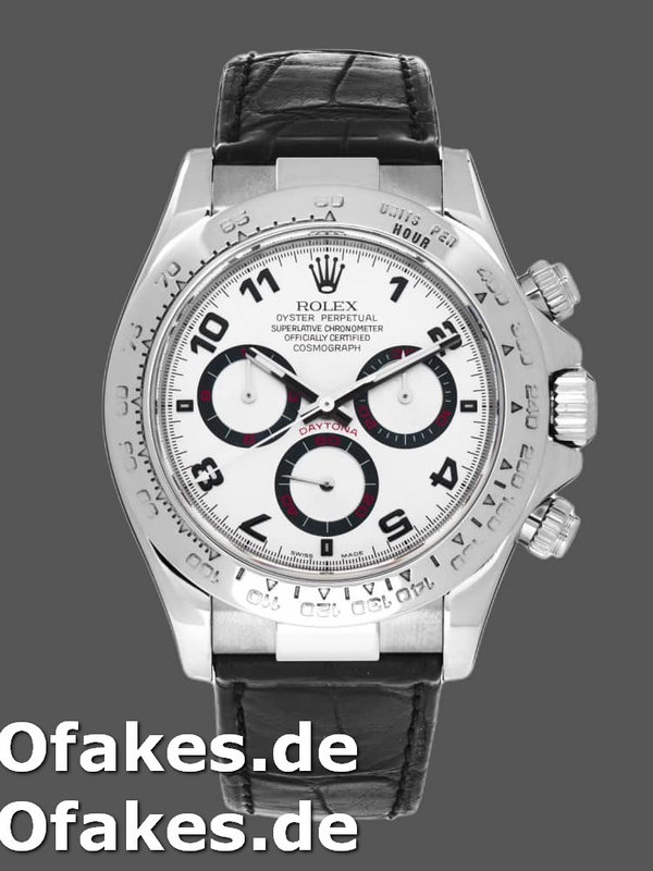 Rolex Daytona 116519 Black Alligator Leather strap White Dial 40mm Mens Replica Watch