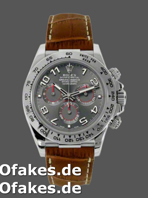 Rolex Daytona 116519 Grey Dial Brown Leather strap 40mm Mens Replica Watch