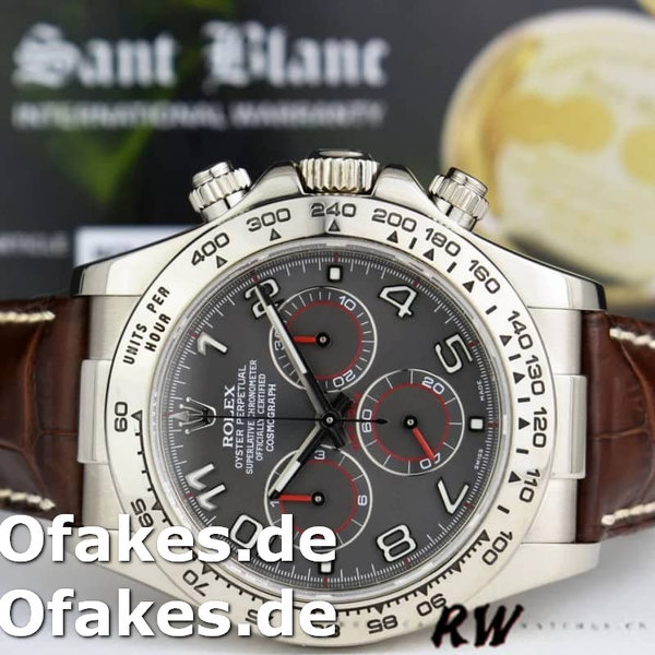 Replica Rolex Daytona 116519 Grey Dial Brown Leather strap 40mm Herren Replica Uhren
