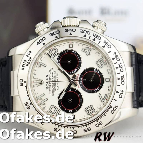 Rolex Daytona 116519 Panda Dial Black Leather Strap 40mm Mens Replica Watch