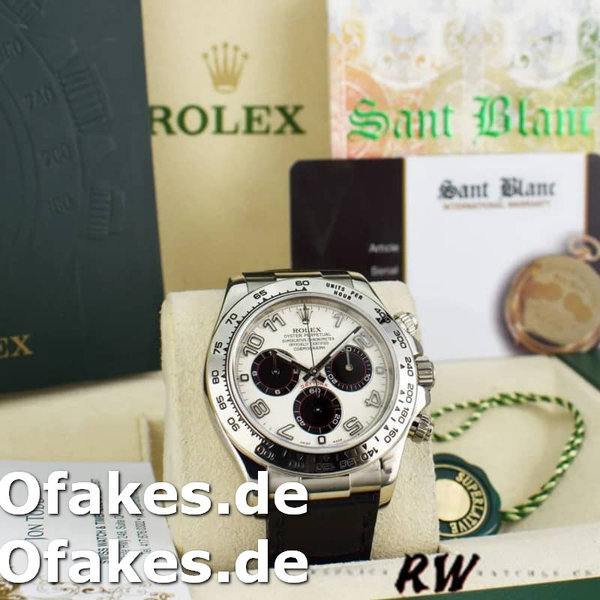 Rolex Daytona 116519 Panda Dial Black Leather Strap 40mm Mens Replica Watch