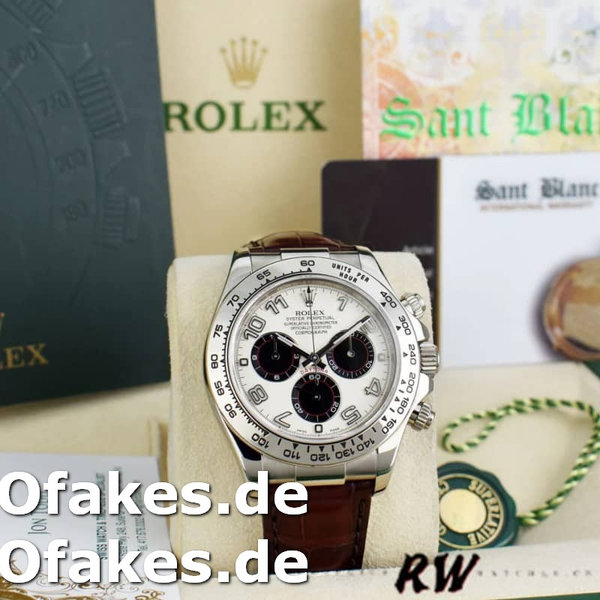 Replica Rolex Daytona 116519 Panda Dial Chocolate Leather Strap 40mm Herren Replica Uhren