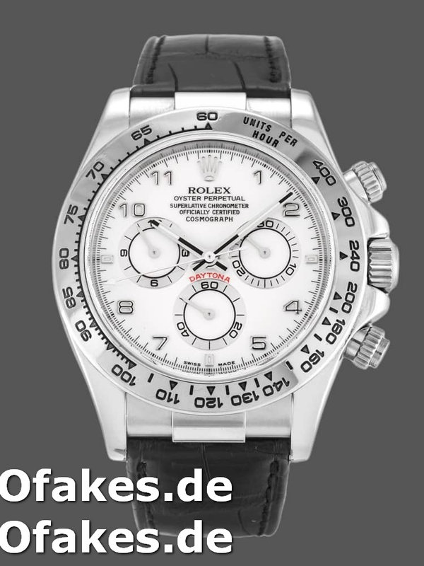 Rolex Daytona 116519 White Arabic Dial Black Leather strap 40mm Herren Replica Watch