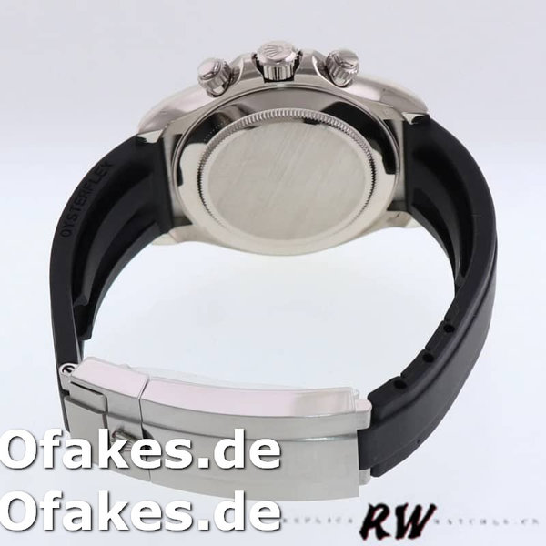 Rolex Daytona 116519 white Arabic dial Black Rubber strap 40mm Herren Replica Watch