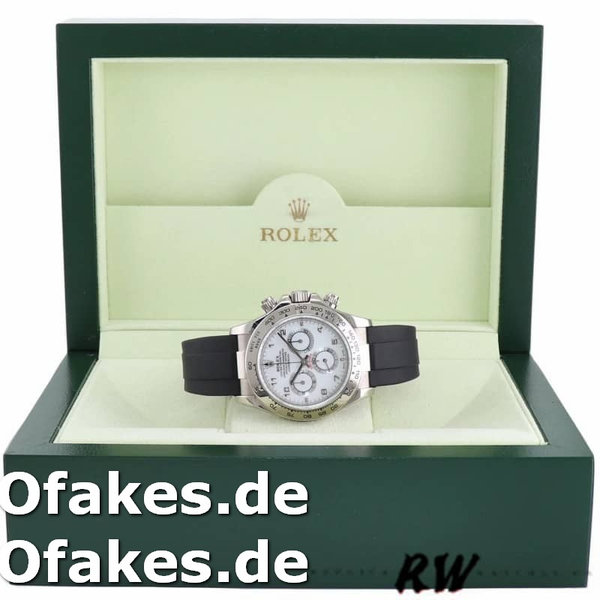 Rolex Daytona 116519 white Arabic dial Black Rubber strap 40mm Herren Replica Watch