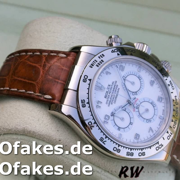Rolex Daytona 116519 white Arabic dial brown leather strap 40mm Herren Replica Watch