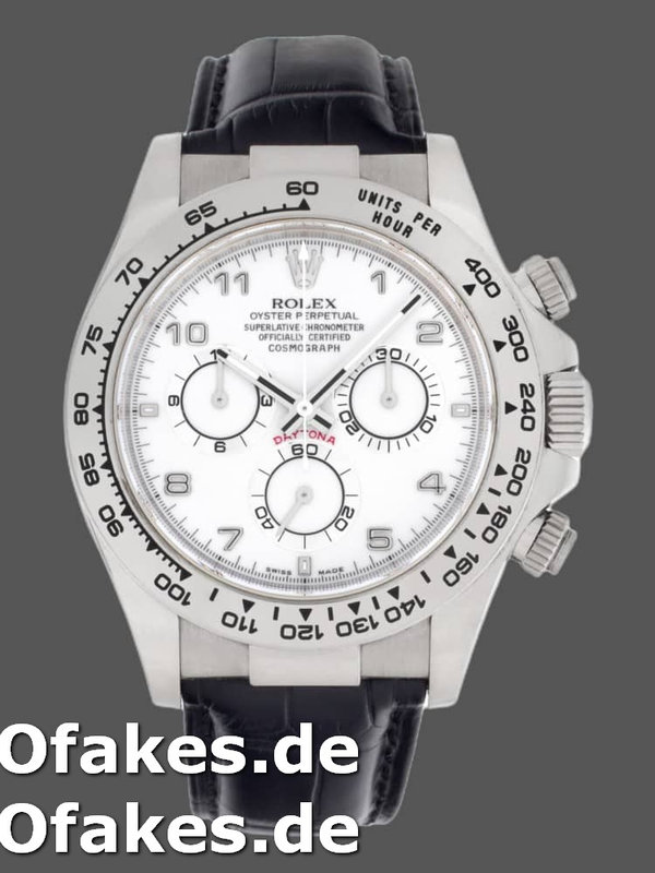 Rolex Daytona 116519 White Dial Black Leather strap 40mm Mens Replica Watch