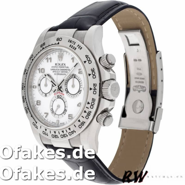 Rolex Daytona 116519 White Dial Black Leather strap 40mm Mens Replica Watch
