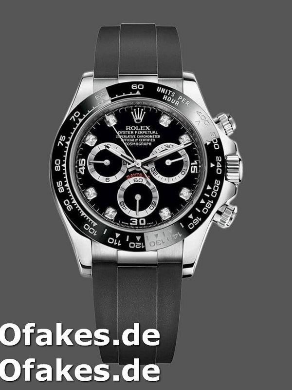 Rolex Daytona 116519 White Gold Automatic Schwarzes Zifferblatt Diamonds 40mm Mens Replica Watch