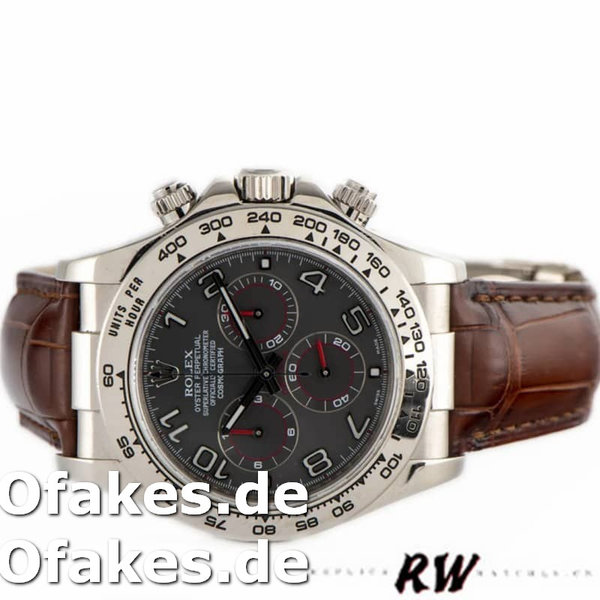 Super Clone Men's Rolex Daytona 40mm Men's-116519-White Gold-Grey Dial Grey<br />