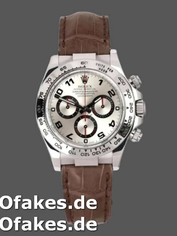 Rolex Daytona 116519 White Gold Racing Dial Brown Leather strap 40mm Herren Replica Watch