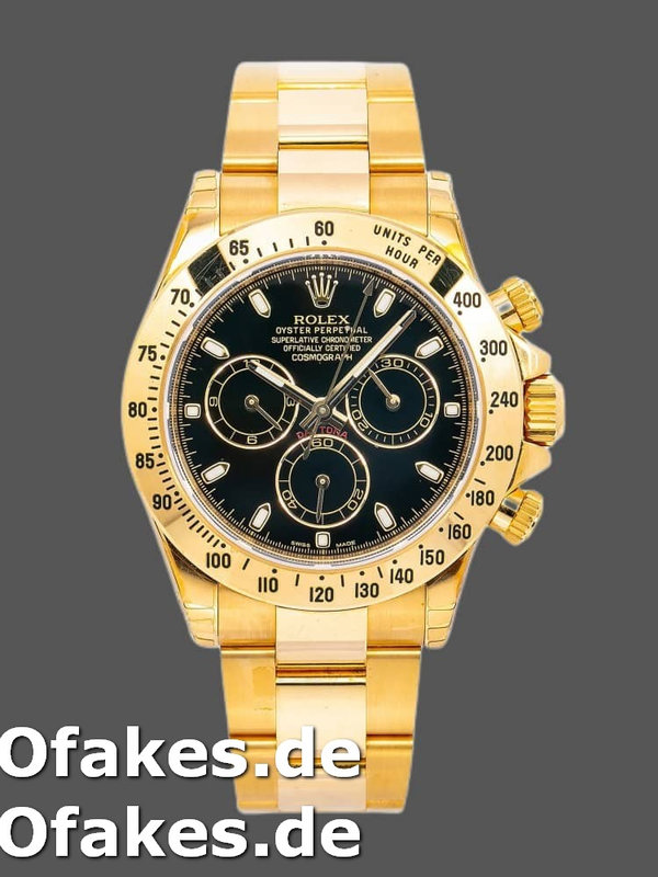 Rolex Daytona 116528 Schwarzes Zifferblatt Yellow Gold 40mm Mens Replica Watch