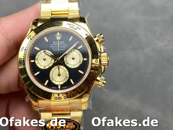 Rolex Daytona 116528 Yellow Gold Black Paul Newman Dial 40mm Mens Replica Watch