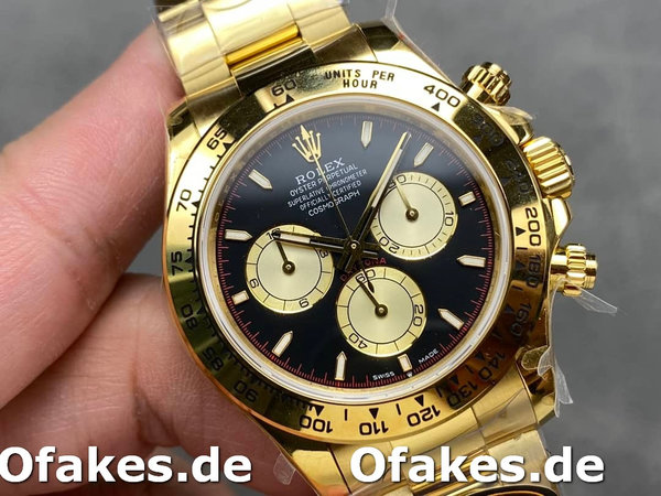 Rolex Daytona 116528 Yellow Gold Black Paul Newman Dial 40mm Mens Replica Watch