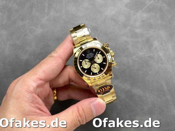 Rolex Daytona 116528 Yellow Gold Black Paul Newman Dial 40mm Mens Replica Watch
