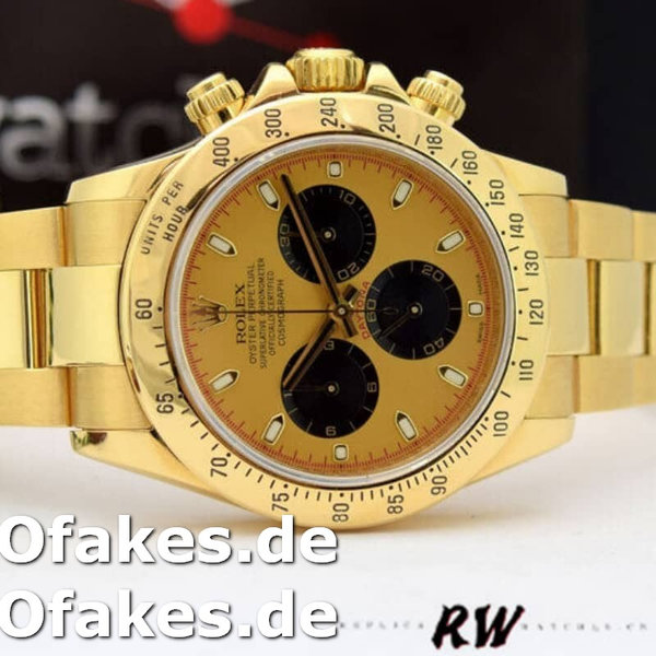 Rolex Daytona 116528 Yellow Gold Champagne Dial 40mm Mens Replica Watch
