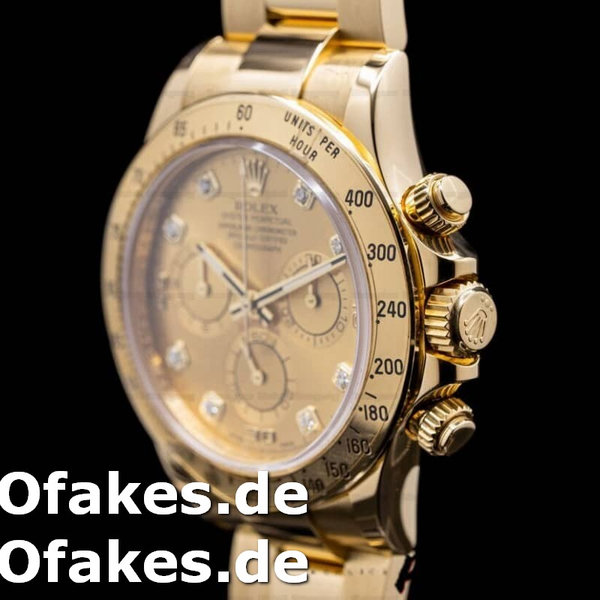 Rolex Daytona 116528 Yellow Gold Champagne Diamond Dial 40mm Herren Replica Watch