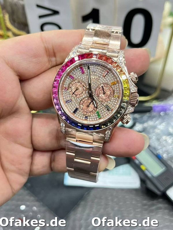 Rolex Daytona 116595RBOW 'Rainbow' Rose Gold Pave Diamond Dial Sapphir