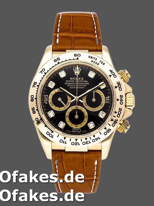 Rolex Daytona 16518 Black Diamond Dial Leather strap 40mm Mens Replica Watch