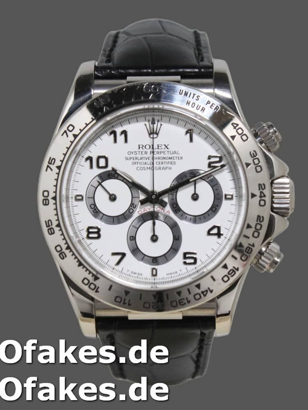 Rolex Daytona 16519 White Dial Black Leather strap 40mm Herren Replica Watch