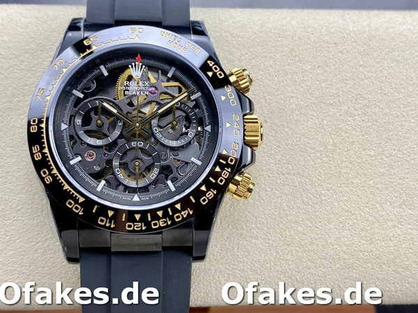Replica Rolex Daytona Blaken Black 1:1 Mirror Skeleton Dial 40mm Herrenuhr