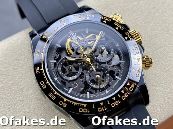 Replica Rolex Daytona Blaken Black 1:1 Mirror Skeleton Dial 40mm Herrenuhr
