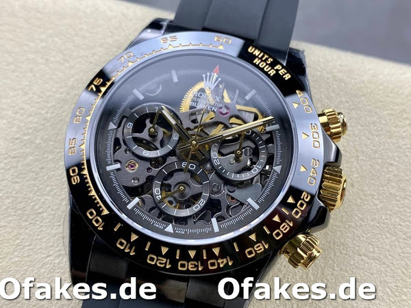 Replica Rolex Daytona Blaken Black 1:1 Mirror Skeleton Dial 40mm Herrenuhr