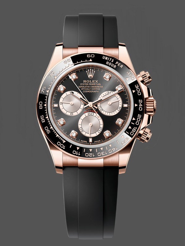 Rolex Daytona Everose Rubber 126515LN 0004 Schwarzes Zifferblatt Diamond Watch