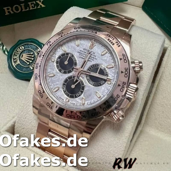 Replica Rolex Daytona m116505 Everose Gold Meteorite Grey Dial 40MM Herren Replica Uhren