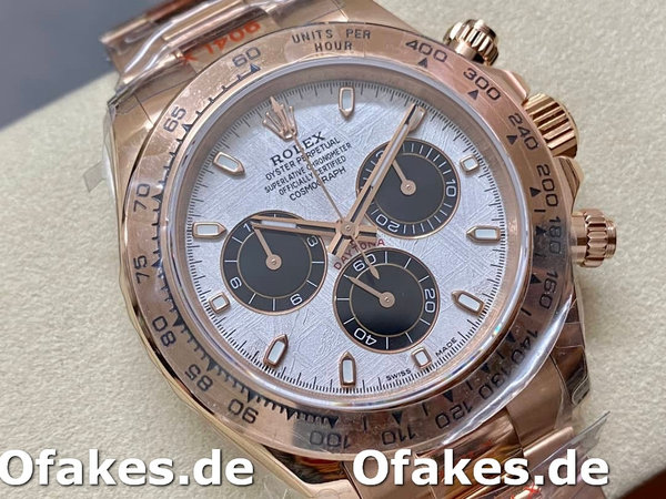 Replica Rolex Daytona m116505 Everose Gold Meteorite Grey Dial 40MM Herren Replica Uhren