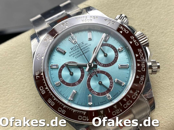 Replica Rolex Platinum Cosmograph Daytona Ice Blue Ice Blue Diamond Baguette Mark 126506 0002