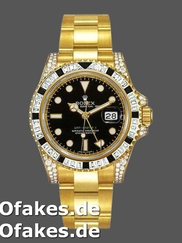 Rolex GMT-Master II 116758 Yellow Gold Schwarzes Zifferblatt Diamonds 40mm Herren Replica Watch