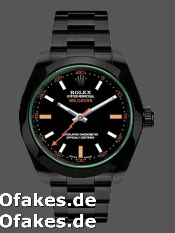 Rolex Milgauss 116400GV Green Crystal Stainless Steel/PVD Schwarzes Zifferblatt 40MM Mens Replica Watch