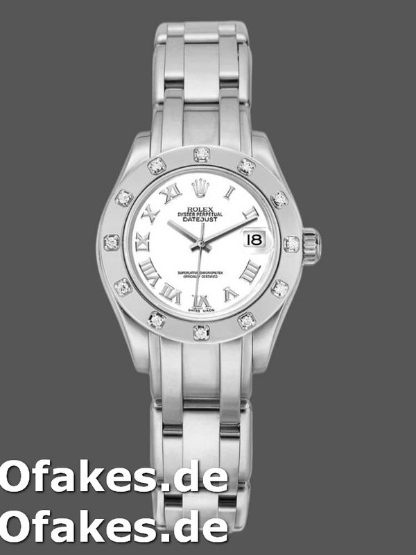 Rolex Masterpiece Pearlmaster 80319 White Roman Dial 29MM Damen Replica Watch
