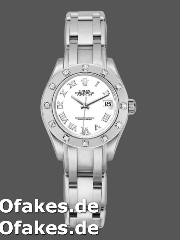 Rolex Pearlmaster 80319 White Roman Dial 29MM Lady Replica Watch