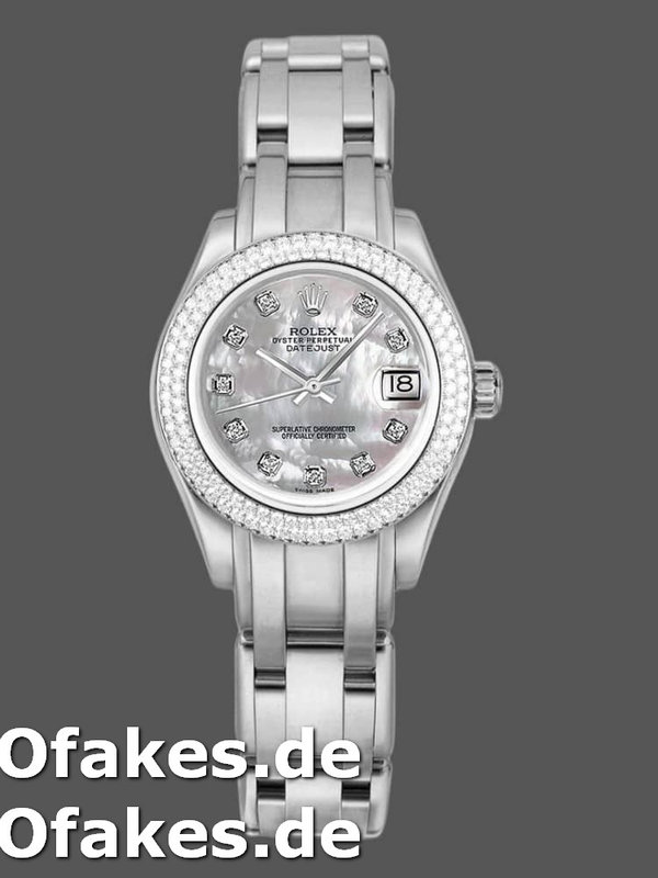 Rolex Pearlmaster 81339 White MOP Diamond Dial 34mm Lady Replica Watch