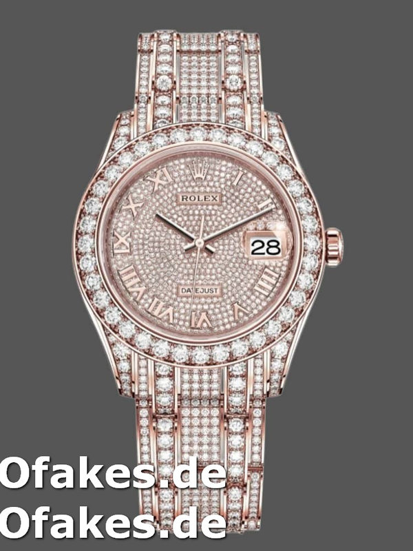 Rolex Pearlmaster 86405RBR Everose Gold Paved Diamond dial 39mm Herren Replica Watch