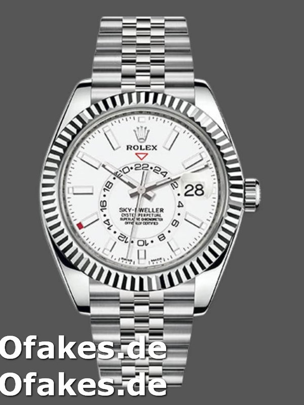 Rolex Sky-Dweller 326934 Fluted Bezel White Dial 42MM Replica Watch