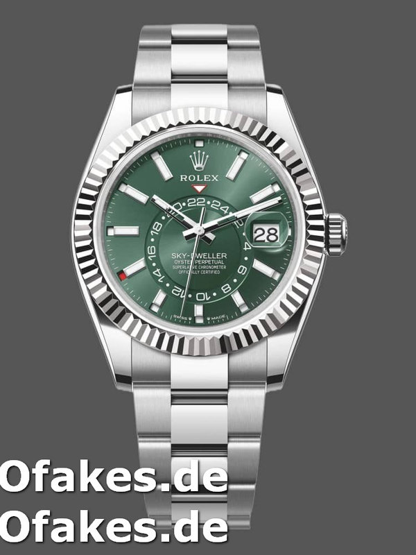 Rolex Sky-Dweller 336934 Fluted Bezel Grünes Zifferblatt 42MM Herren Replica Watch