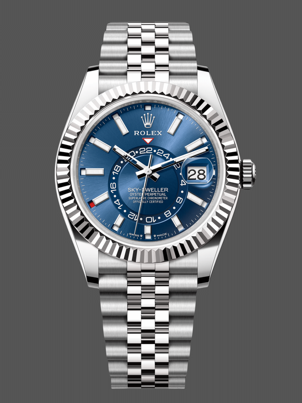 Rolex Sky-Dweller 42 m336934 0006 Fluted Bezel Blaues Zifferblatt Replica Watch